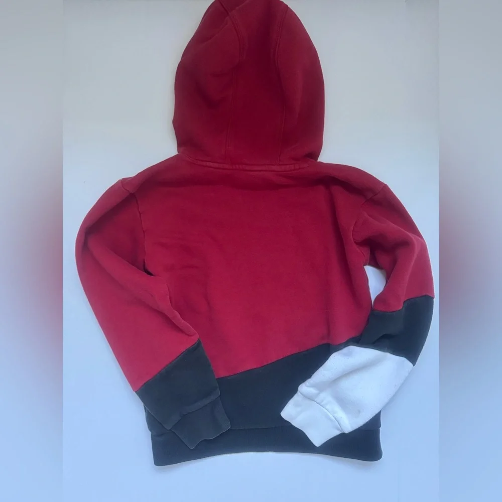 Adidas Pimegreen color block red/black/white fleece hoodie size 10/12